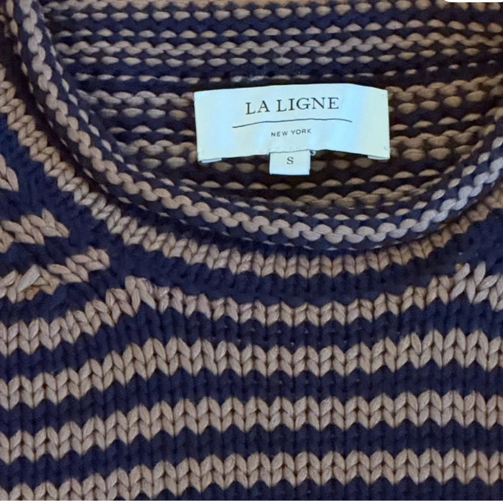 La Ligne Mini Marina Fine Stripe Sweater Navy/Brown, Small